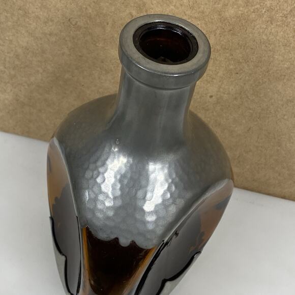 Whiskey Decanter KMD Royal Holland Daalderop Pewter Amber Glass Bottle - Read - Picture 4 of 9